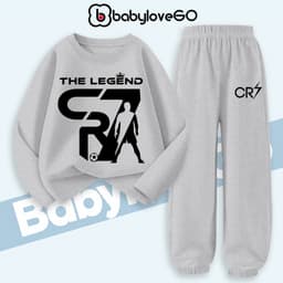 Bộ thu đông bé trai BabyloveGO, set quần áo đá bóng chất thun cotton dài tay cho bé 1-10 tuổi BD-CR7 5