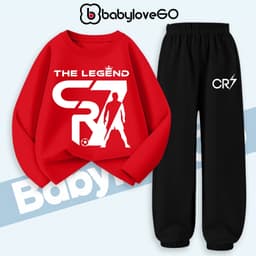Bộ thu đông bé trai BabyloveGO, set quần áo đá bóng chất thun cotton dài tay cho bé 1-10 tuổi BD-CR7 4