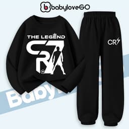 Bộ thu đông bé trai BabyloveGO, set quần áo đá bóng chất thun cotton dài tay cho bé 1-10 tuổi BD-CR7 2