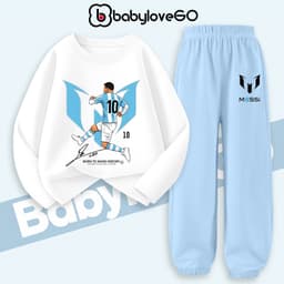 Bộ thu đông bé trai BabyloveGO, set quần áo đá bóng chất thun cotton dài tay cho bé 1-10 tuổi BD-M10 1