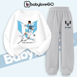 Bộ thu đông bé trai BabyloveGO, set quần áo đá bóng chất thun cotton dài tay cho bé 1-10 tuổi BD-M10 4