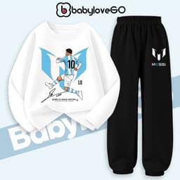 Bộ thu đông bé trai BabyloveGO, set quần áo đá bóng chất thun cotton dài tay cho bé 1-10 tuổi BD-M10 2