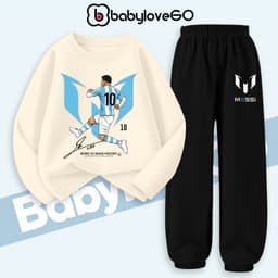 Bộ thu đông bé trai BabyloveGO, set quần áo đá bóng chất thun cotton dài tay cho bé 1-10 tuổi BD-M10 9