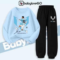 Bộ thu đông bé trai BabyloveGO, set quần áo đá bóng chất thun cotton dài tay cho bé 1-10 tuổi BD-M10 5