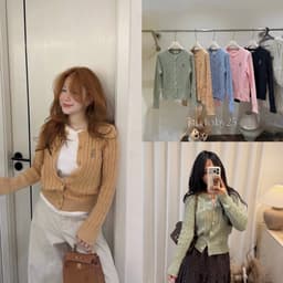 𝟏𝟒𝐚𝐦.𝐬𝐭𝐮𝐝𝐢𝐨 | Áo Khoác Cardigan Len Vặn Thừng Cổ Tròn Thêu Gấu Polo Phong Cách Hàn Quốc Thu Đông Aimée 2