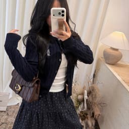 𝟏𝟒𝐚𝐦.𝐬𝐭𝐮𝐝𝐢𝐨 | Áo Khoác Cardigan Len Vặn Thừng Cổ Tròn Thêu Gấu Polo Phong Cách Hàn Quốc Thu Đông Aimée 5