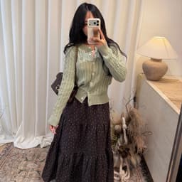𝟏𝟒𝐚𝐦.𝐬𝐭𝐮𝐝𝐢𝐨 | Áo Khoác Cardigan Len Vặn Thừng Cổ Tròn Thêu Gấu Polo Phong Cách Hàn Quốc Thu Đông Aimée 4