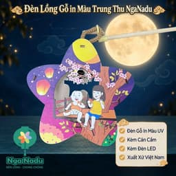 [MỚI] LỒNG ĐÈN GỖ ĐÃ IN SẴN MÀU UV-Đèn Trung Thu HOẠT HÌNH kèm Led nháy và tay cầm làm quà tặng học sinh,trẻ em 4