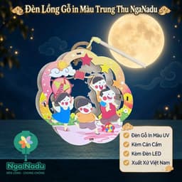[MỚI] LỒNG ĐÈN GỖ ĐÃ IN SẴN MÀU UV-Đèn Trung Thu HOẠT HÌNH kèm Led nháy và tay cầm làm quà tặng học sinh,trẻ em 3