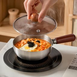 MODOFO Nồi Inox 304 Mini 16cm - Nồi Nấu Mì, Luộc Trứng, Nấu Cháo, Nồi Nhỏ 1 Người Dùng 2