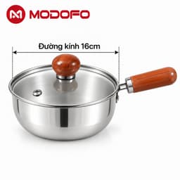 MODOFO Nồi Inox 304 Mini 16cm - Nồi Nấu Mì, Luộc Trứng, Nấu Cháo, Nồi Nhỏ 1 Người Dùng 9