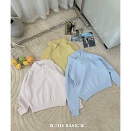 𝟏𝟒𝐚𝐦.𝐬𝐭𝐮𝐝𝐢𝐨 | Áo Len Cổ Bẻ Polo Dài Tay Dệt Kim Cài Cúc Phom Rộng Style Hàn Quốc Thu Đông Erume 7