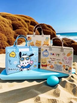Túi xách vải nỉ mềm nhẹ du lịch, túi đựng đồ đa năng họa tiết xinh 1