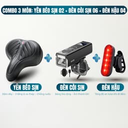 COMBO Yên Béo Xe Đạp 3 Tầng Thép YB02, Đèn Còi Xe Đạp 06 Sịn, Đèn Hậu Xe Đạp 04 - CBX3 8