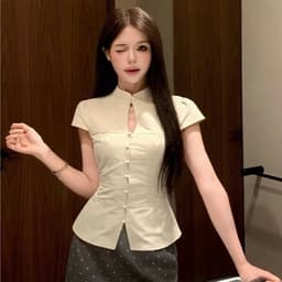 Sét áo kem chân váy xám chấm bi JARI chất liệu ruby dày mềm mịn thiết kế năng động trẻ trung đi học,đi chơi...full size 3