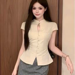 Sét áo kem chân váy xám chấm bi JARI chất liệu ruby dày mềm mịn thiết kế năng động trẻ trung đi học,đi chơi...full size 4