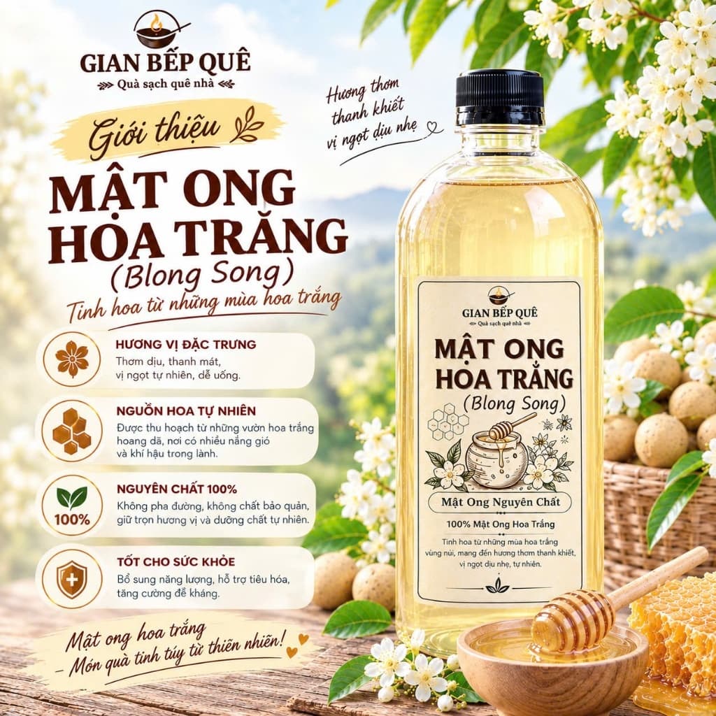 Mật Ong Hoa Trắng Nguyên Chất Blong – Mật Ong Tự Nhiên Từ Gian Bếp Quê