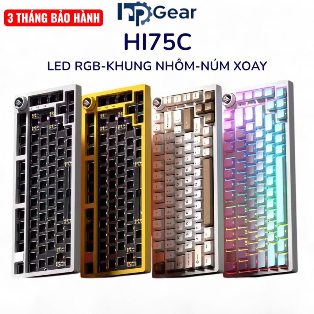 Bàn Phím Cơ Không Dây LEOBOG HI75C PRO Có Bluetooth, Khung nhôm,Núm Xoay Chỉnh Âm Lượng, Dùng Cho PC Laptop, Văn phòng