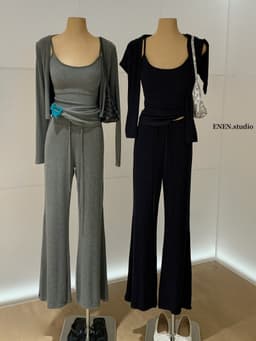 ENEN Set Bộ Thun 3 Món – Áo Cardigan Dài Tay + Áo Hai Dây + Quần Ống Đứng Tôn Dáng, Che Khuyết Điểm 10821 2