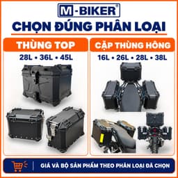 Thùng Nhôm Xe Máy M-Biker, Thùng Top 28L 36L 45L, Cặp Thùng Hông 16L 26L 28L 38L 5