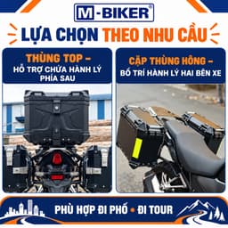 Thùng Nhôm Xe Máy M-Biker, Thùng Top 28L 36L 45L, Cặp Thùng Hông 16L 26L 28L 38L 3