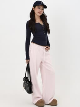 ENEN Quần Nỉ Nữ Ống Đứng Cạp Thấp Basic Dễ Phối Đồ, Phong Cách Thể Thao Casual Năng Động 10901 8