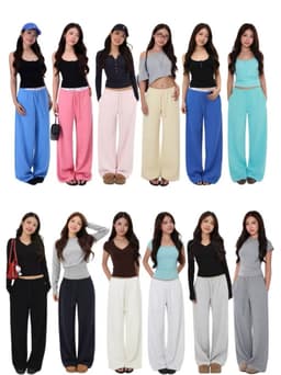ENEN Quần Nỉ Nữ Ống Đứng Cạp Thấp Basic Dễ Phối Đồ, Phong Cách Thể Thao Casual Năng Động 10901 2