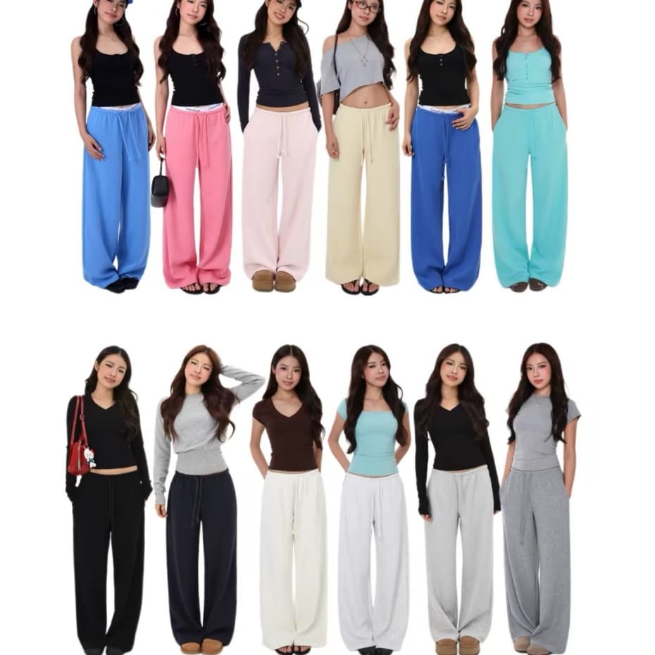ENEN Quần Nỉ Nữ Ống Đứng Cạp Thấp Basic Dễ Phối Đồ, Phong Cách Thể Thao Casual Năng Động 10901
