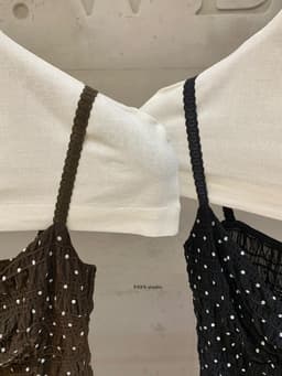ENEN Set Áo Cardigan Linen + Áo Hai Dây Croptop Chấm Bi Nhún Chun Thời Trang Nữ Tính 11026 6