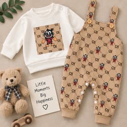 [TĐBY](5–15Kg) Set Bộ Yếm Happy + Áo Bozip Cotton Trắng | Họa Tiết Dễ Thương | Mềm Mại, Ấm Áp, Thời Trang Cho Bé Yêu 2