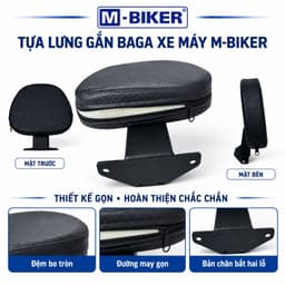Tựa lưng xe máy M-Biker gắn baga tấm, đệm mút da PU cho người ngồi sau 6