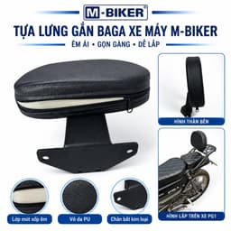 Tựa lưng xe máy M-Biker gắn baga tấm, đệm mút da PU cho người ngồi sau 4