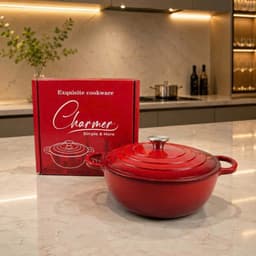 Nồi Gang Đúc CHARMER Tráng Men Size 20, 22, 24 26cm – Nồi Hầm, Kho Cá, Nấu Canh Giữ Nhiệt Lâu, Phù Hợp Mọi Loại Bếp 7