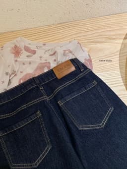 ENEN Quần Jeans Nữ Ống Loe Cạp Thấp Xanh Đậm Retro, Form  Ôm Tôn Dáng Thời Trang 11040 6