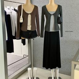 ENEN Áo Thun Nữ Tay Dài Layer 2 Lớp Vặn Xoắn, Form Ôm Tôn Dáng Thon Gọn Phong Cách Hàn Quốc 11117 1
