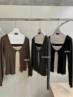 ENEN Áo Thun Nữ Tay Dài Layer 2 Lớp Vặn Xoắn, Form Ôm Tôn Dáng Thon Gọn Phong Cách Hàn Quốc 11117 5