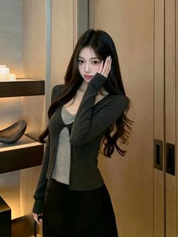 ENEN Áo Thun Nữ Tay Dài Layer 2 Lớp Vặn Xoắn, Form Ôm Tôn Dáng Thon Gọn Phong Cách Hàn Quốc 11117 6