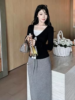 ENEN Áo Thun Nữ Tay Dài Layer 2 Lớp Vặn Xoắn, Form Ôm Tôn Dáng Thon Gọn Phong Cách Hàn Quốc 11117 9