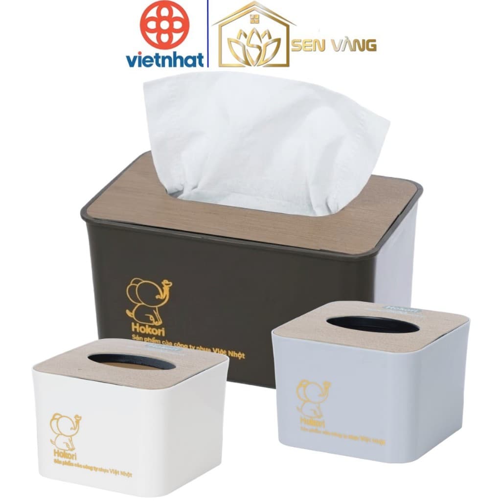 Set 4 Hộp đựng giấy để bàn HOKORI nhựa VIỆT NHẬT cao cấp -  Đựng giấy ăn, vệ sinh, khẩu trang 2738/9