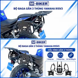 Bộ Baga Gắn 3 Thùng Yamaha R15V3 M-Biker, Baga Sau Và Baga Hông Lắp Theo Xe 3