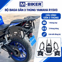Bộ Baga Gắn 3 Thùng Yamaha R15V3 M-Biker, Baga Sau Và Baga Hông Lắp Theo Xe 7