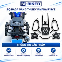 Bộ Baga Gắn 3 Thùng Yamaha R15V3 M-Biker, Baga Sau Và Baga Hông Lắp Theo Xe 5