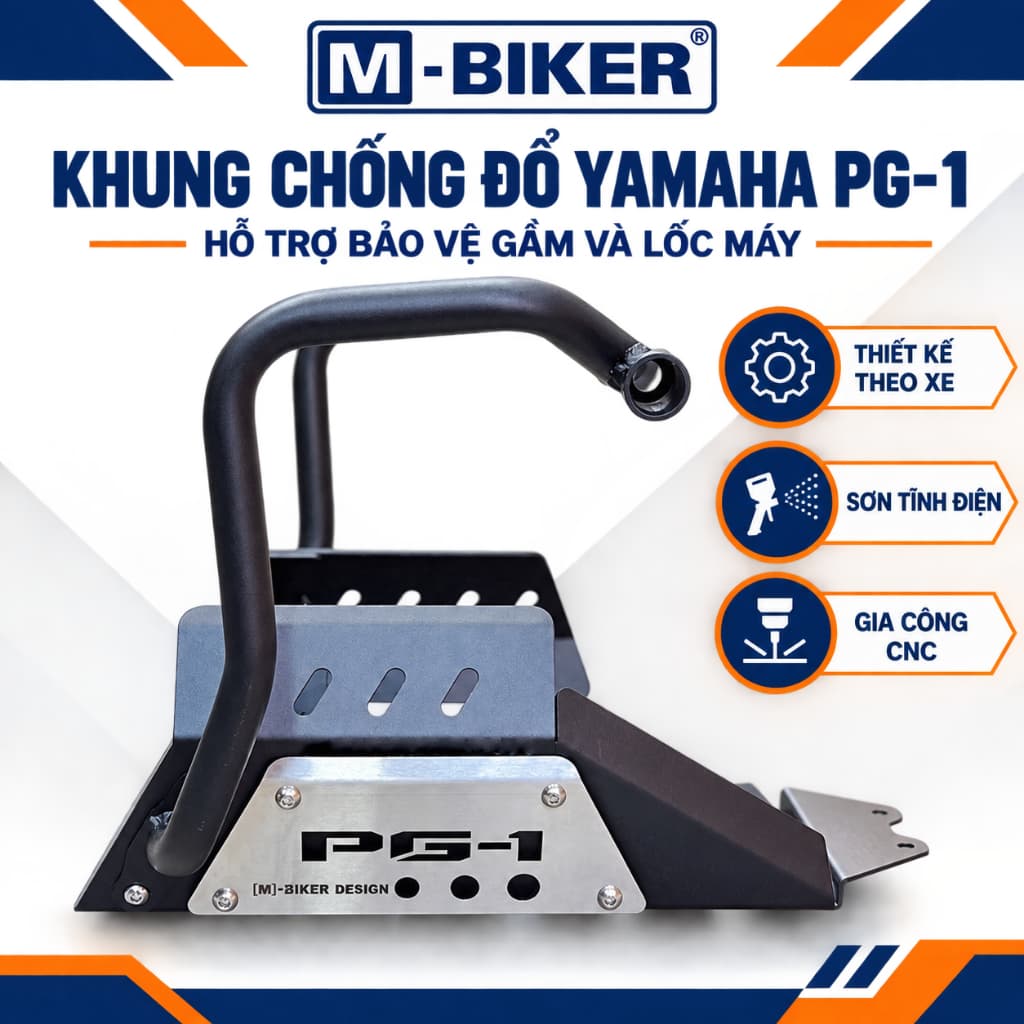 Khung Chống Đổ Yamaha PG-1 M-Biker, Khung Bảo Vệ Gầm Và Lốc Máy, Sơn Tĩnh Điện