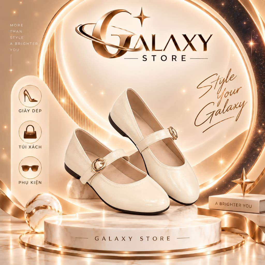 Giày Búp Bê Nữ Nâng Đế 3cm Quai Ngang Khóa Kim Loại, Da Tổng Hợp Mềm, Phong Cách Hàn Quốc Size 35-39