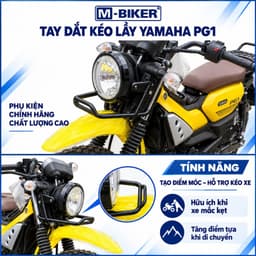 [M-Biker] Tay Dắt Kéo Lầy Yamaha PG1, Tay Kéo Đầu Xe PG1 Thép Uốn CNC Sơn Tĩnh Điện, Lắp Chuẩn Zin 2