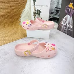Giày Ballet Nữ Quai Ngang Đính Charm Dễ Thương, Giày Nhựa Đi Mưa Phong Cách Hàn Quốc Size 2/3 & 4/5 3
