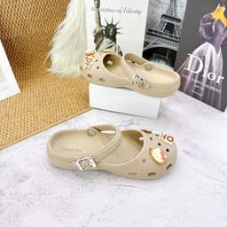 Giày Ballet Nữ Quai Ngang Đính Charm Dễ Thương, Giày Nhựa Đi Mưa Phong Cách Hàn Quốc Size 2/3 & 4/5 5