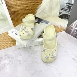 Giày Ballet Nữ Quai Ngang Đính Charm Dễ Thương, Giày Nhựa Đi Mưa Phong Cách Hàn Quốc Size 2/3 & 4/5 8