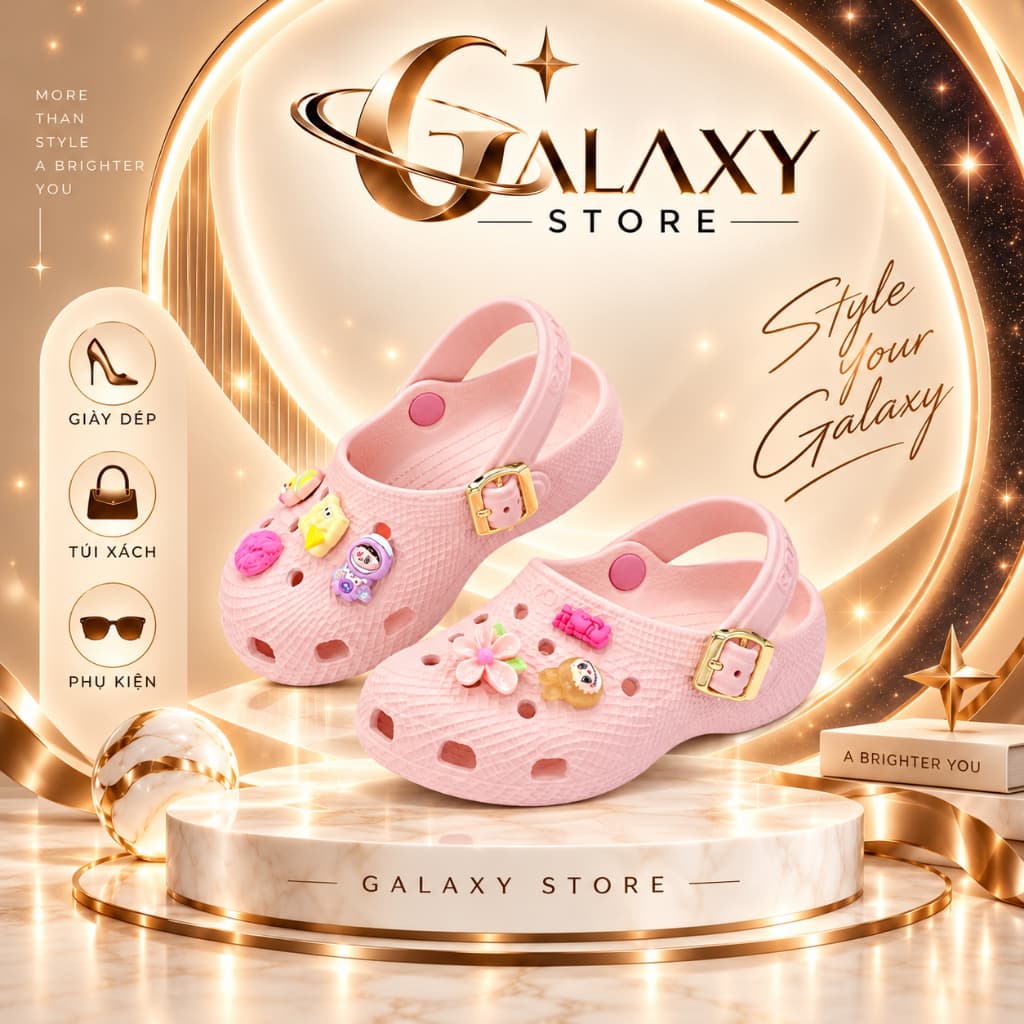 Giày Ballet Nữ Quai Ngang Đính Charm Dễ Thương, Giày Nhựa Đi Mưa Phong Cách Hàn Quốc Size 2/3 & 4/5