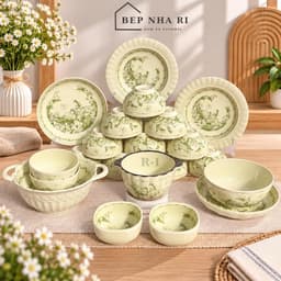 Bộ Bát Đĩa Gốm Sứ Hoa Dành Dành CƠ BẢN Dùng Cho Gia Đình, Quà Tặng Tân Gia Ý Nghĩa Lịch Sự 4